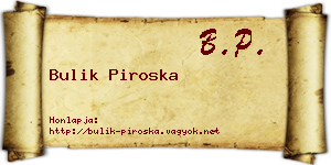 Bulik Piroska névjegykártya